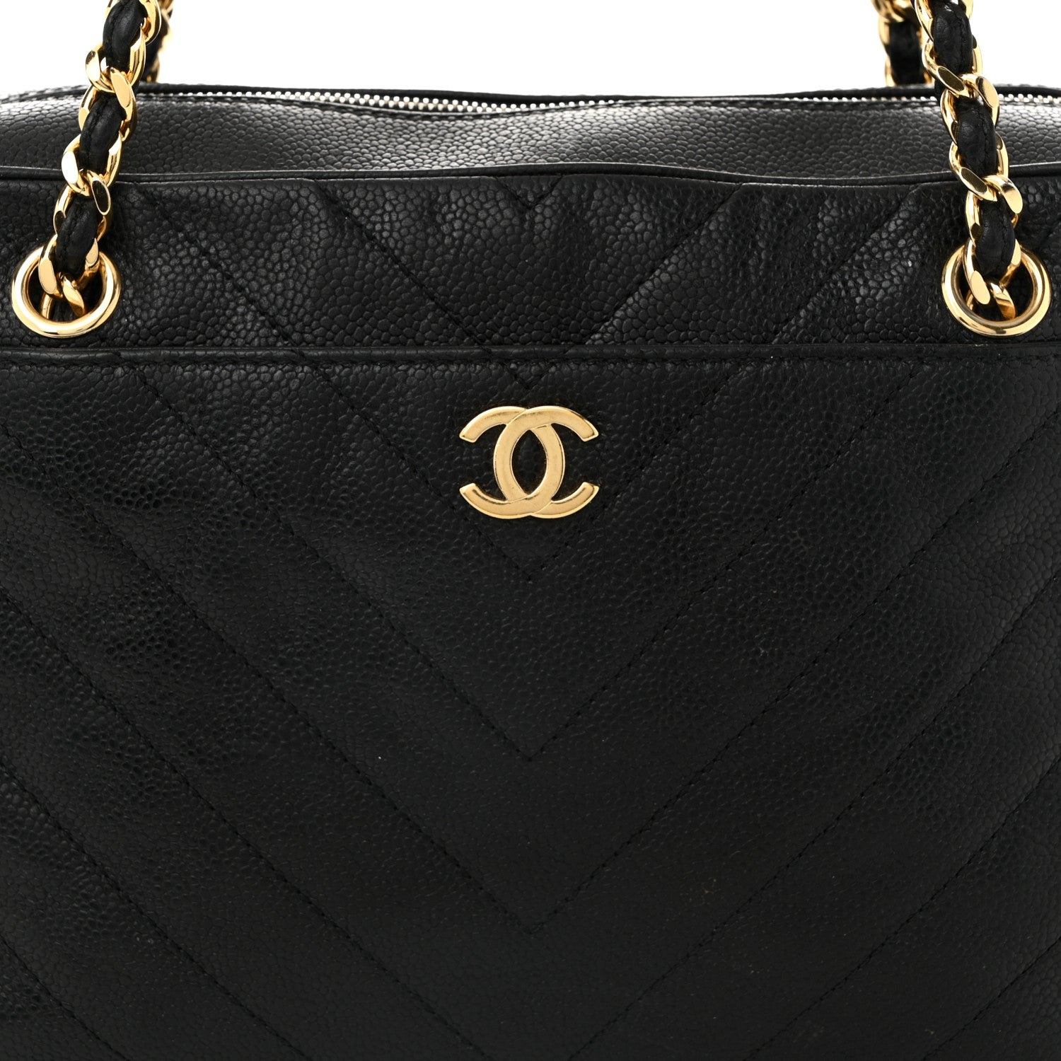 Chanel Caviar Chevron Quilted Camera Case Black 8 of 12