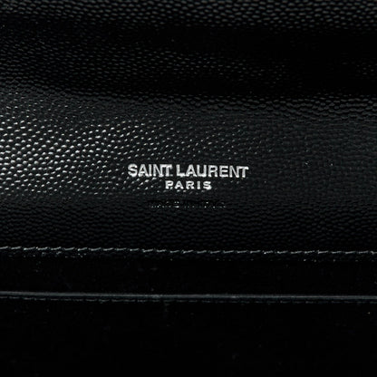 Saint Laurent Grain De Poudre Matelasse Chevron Monogram Envelope Clutch Black 6 of 8