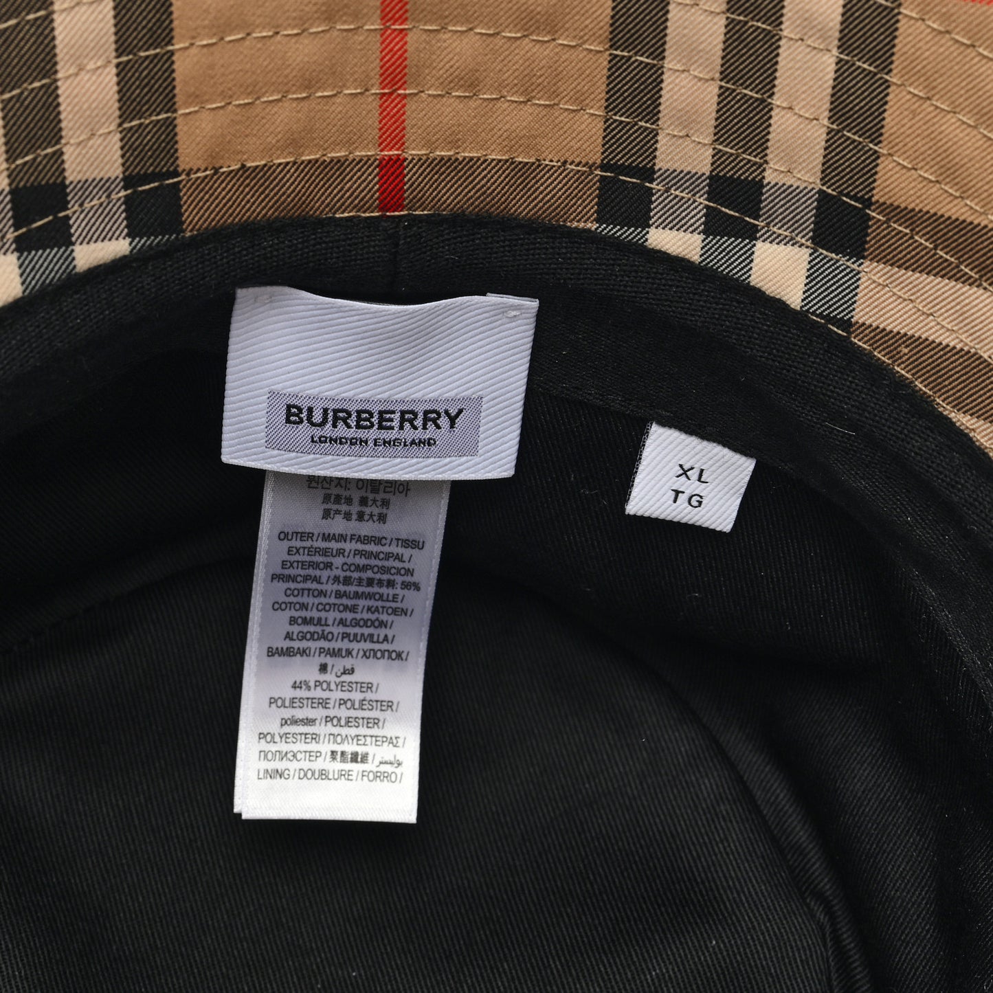 Technical Cotton Vintage Check Bucket Hat XL Archive Beige