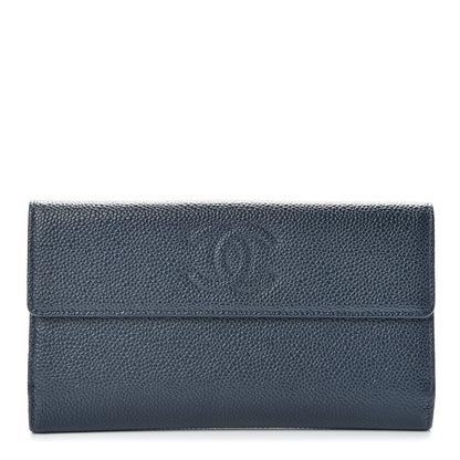 Chanel Caviar Timeless CC Large Flap Wallet Navy Blue 1 of 11