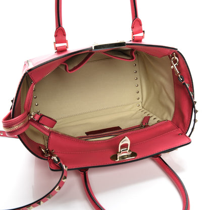 Valentino Garavani Vitello Small Rockstud Double Handle Tote Deep Fuxia 5 of 6