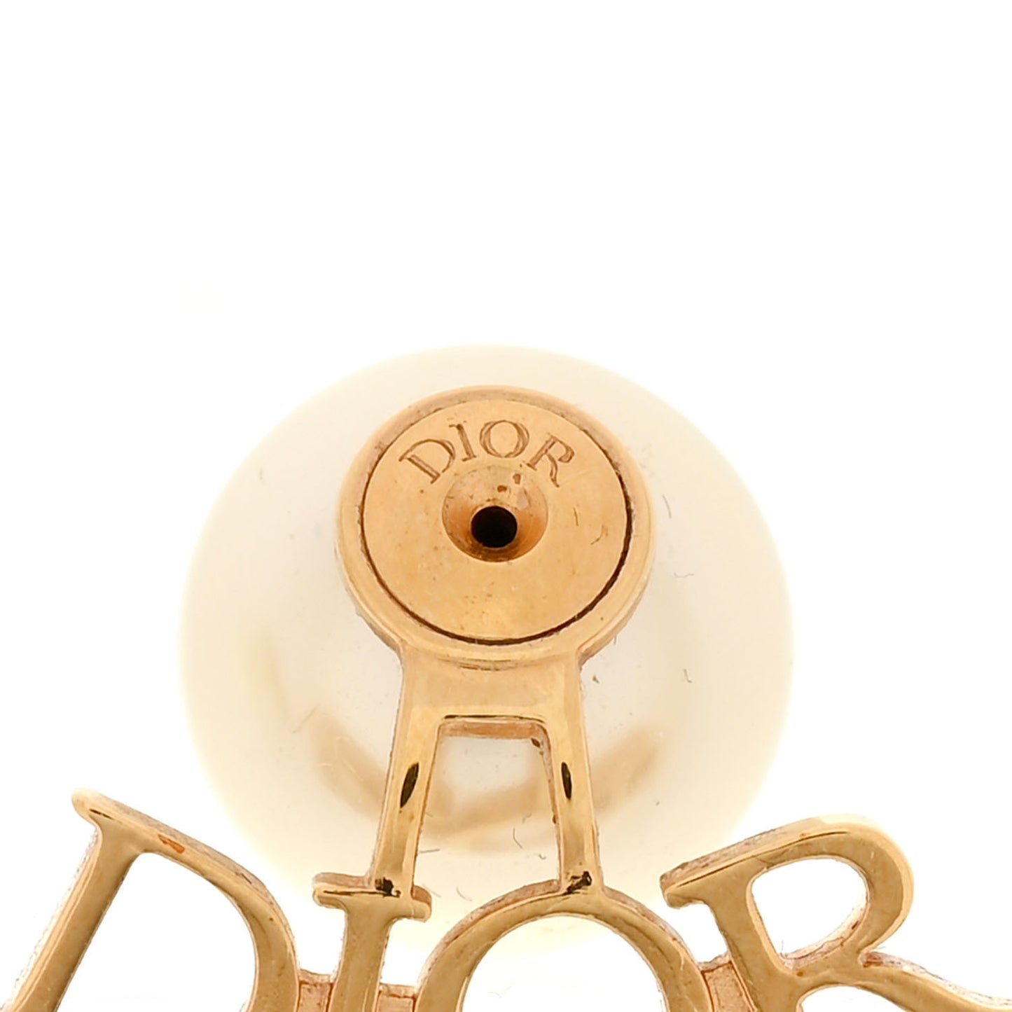 Pearl Tribal Logo Earrings Gold White