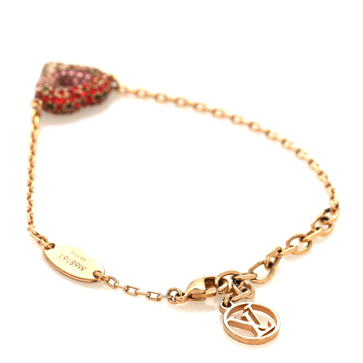 Louis Vuitton Swarovski LV and V Heart Strass Bracelet Rose Gold 3 of 9