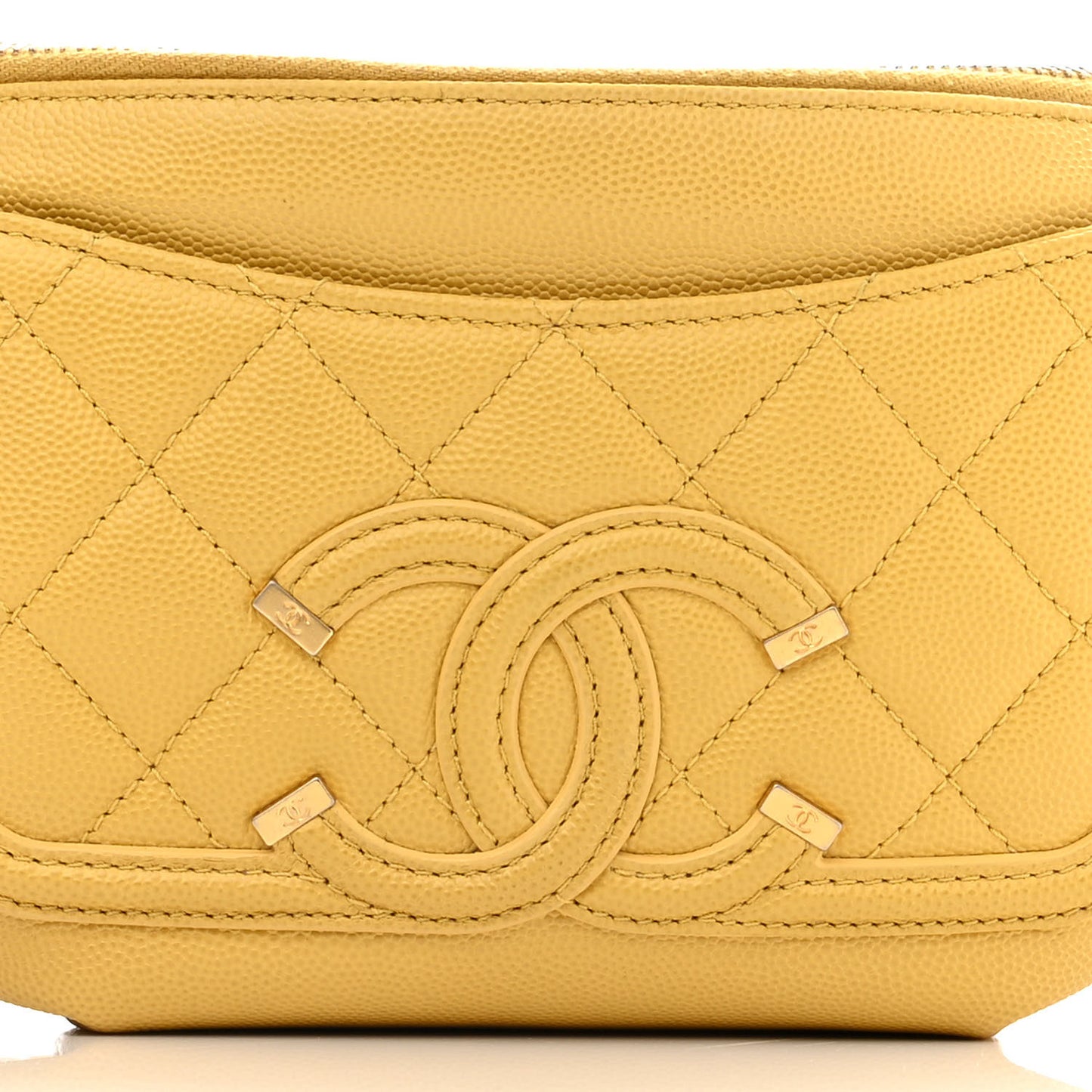 Caviar Quilted Filigree Waist Bag Yellow
