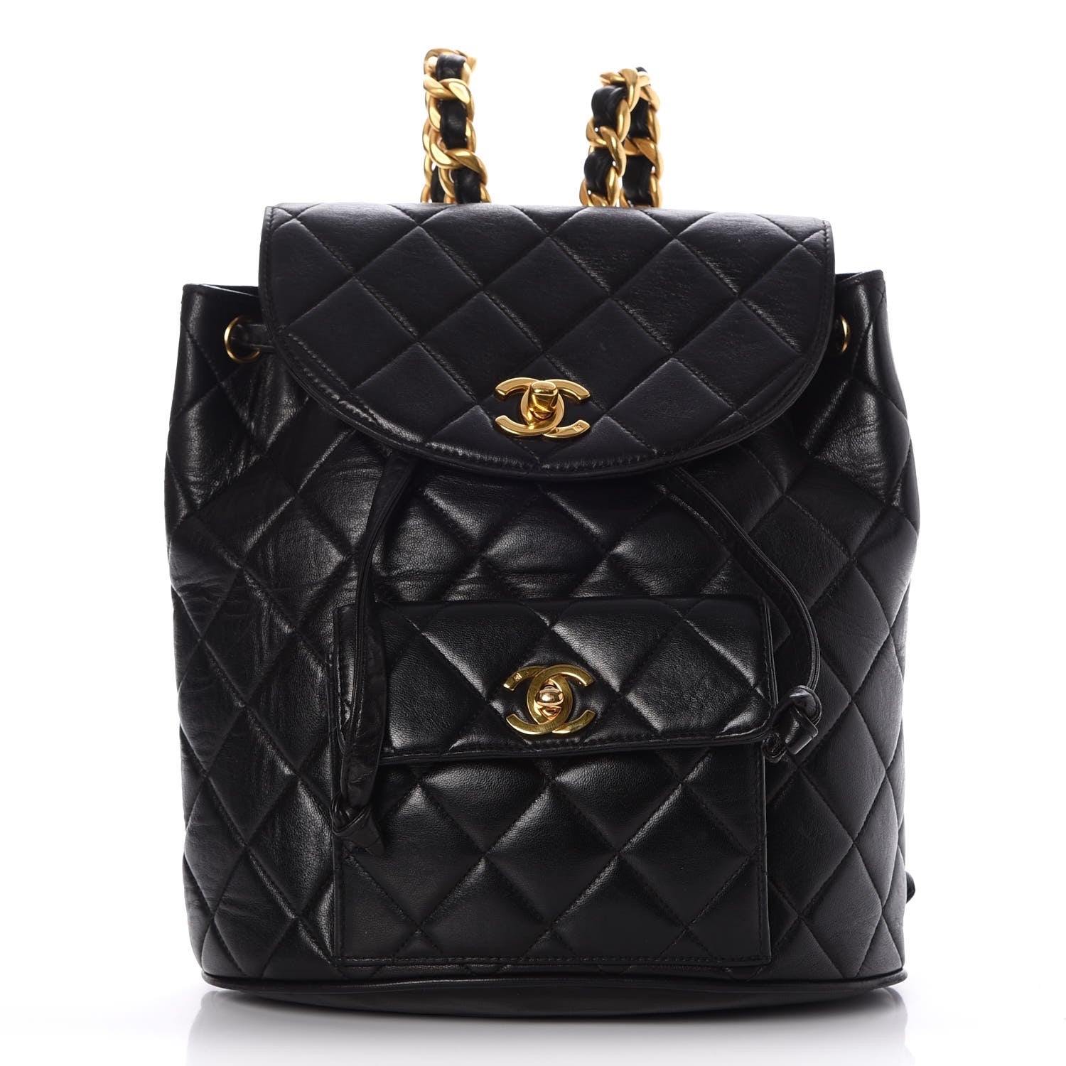 Chanel Lambskin Quilted Drawstring Backpack Black 1 of 7