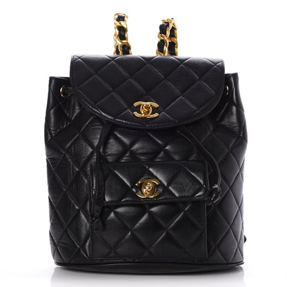 Chanel Lambskin Quilted Drawstring Backpack Black 1 of 7