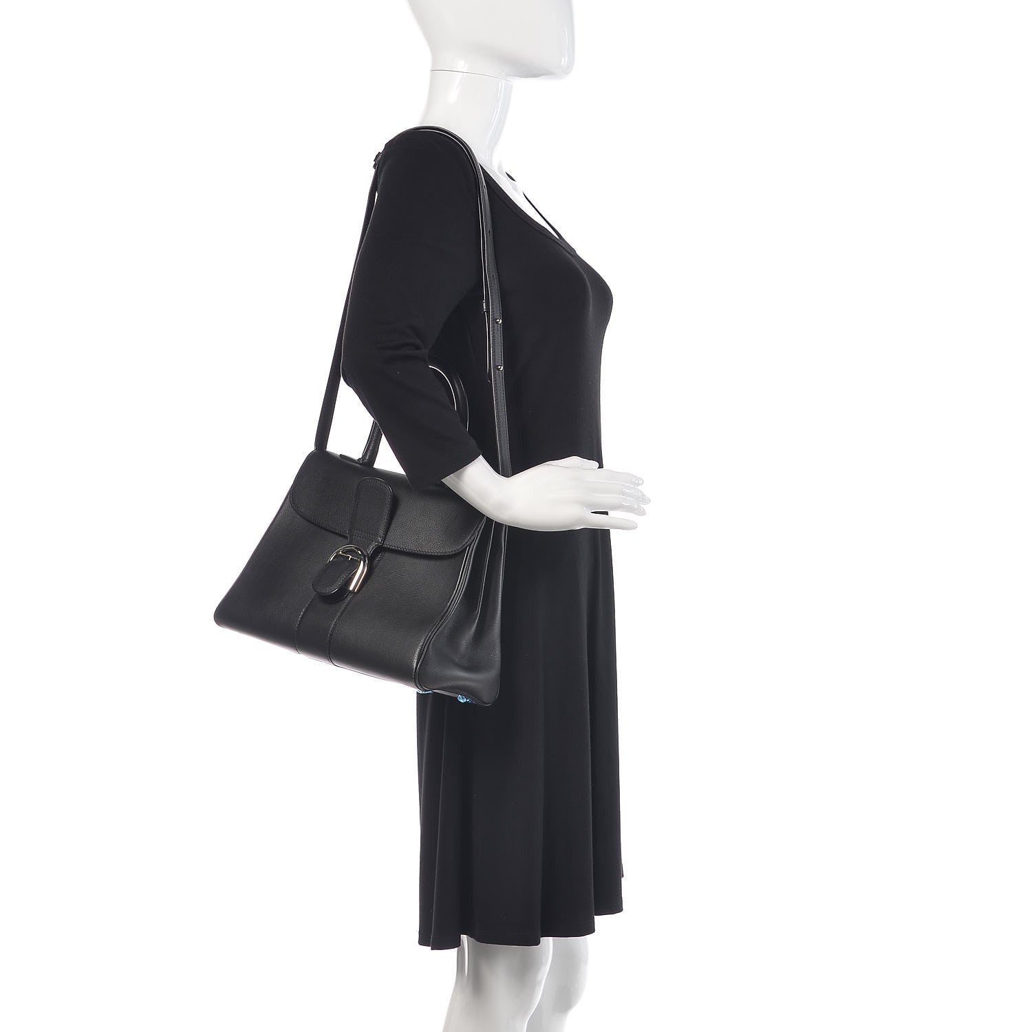 Delvaux Grained Calfskin MM Brillant Satchel Navy 2 of 9