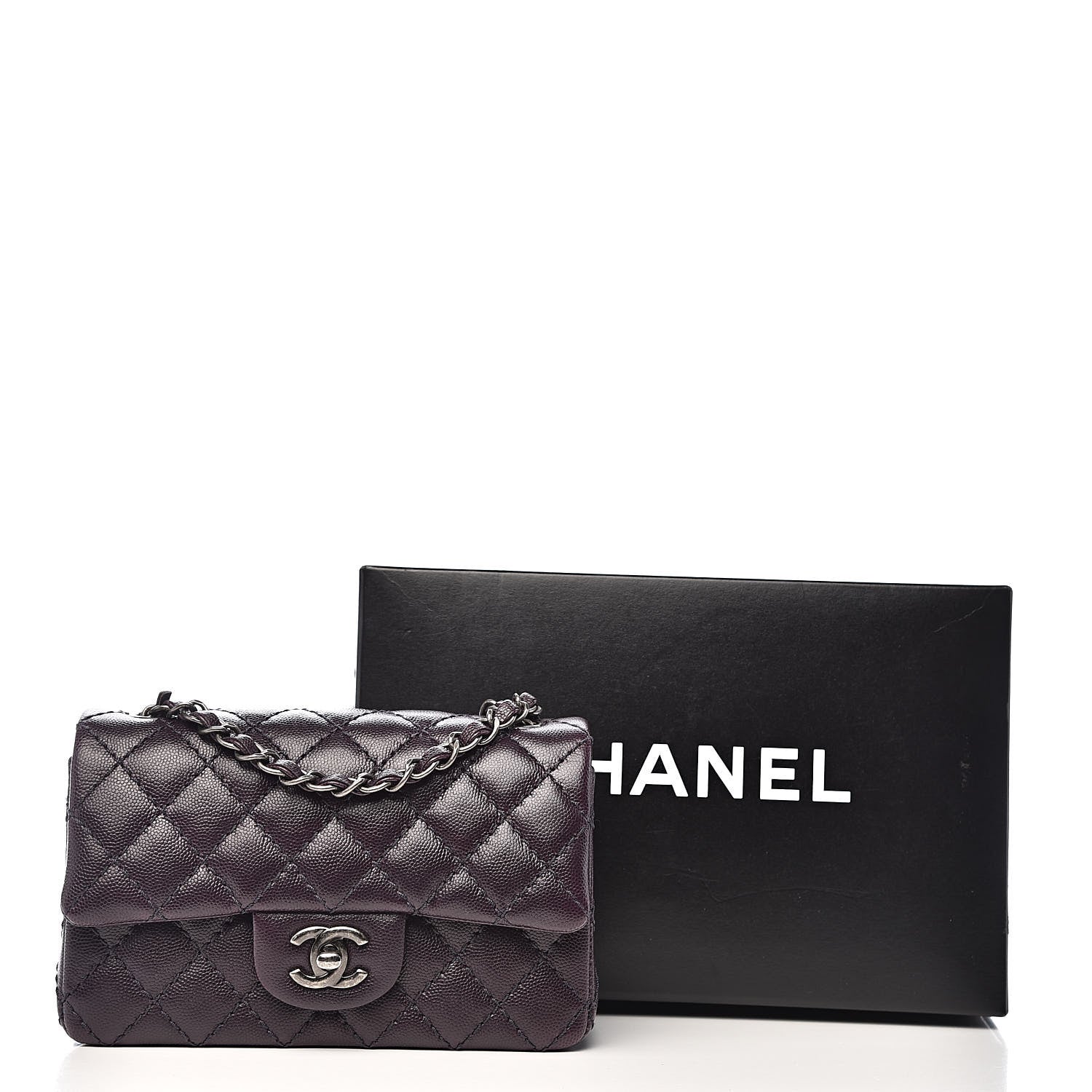 Chanel Washed Caviar Quilted Mini Rectangular Flap Dark Purple 12 of 12