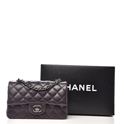 Chanel Washed Caviar Quilted Mini Rectangular Flap Dark Purple 12 of 12