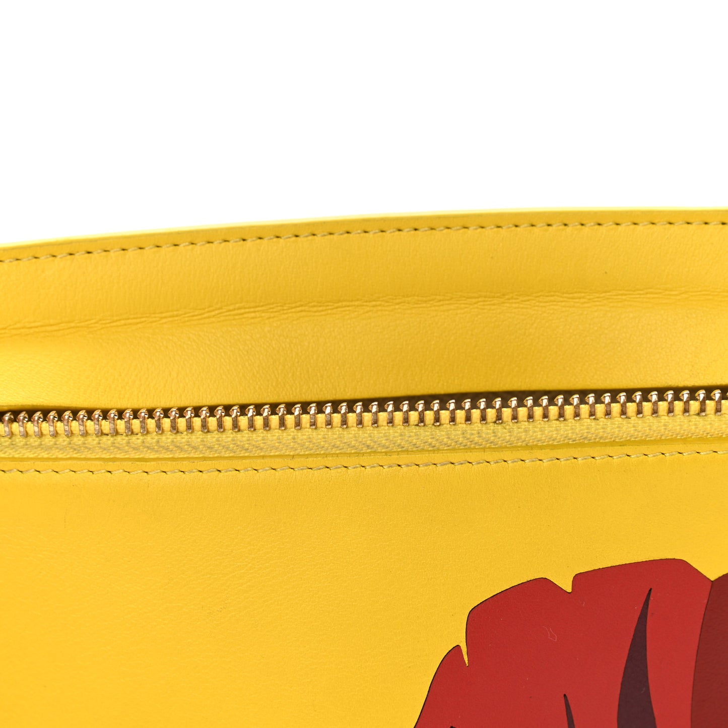 Calfskin Poppy Print Crossbody Bag Yellow