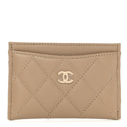Chanel Caviar Quilted Card Holder Dark Beige 1 of 9