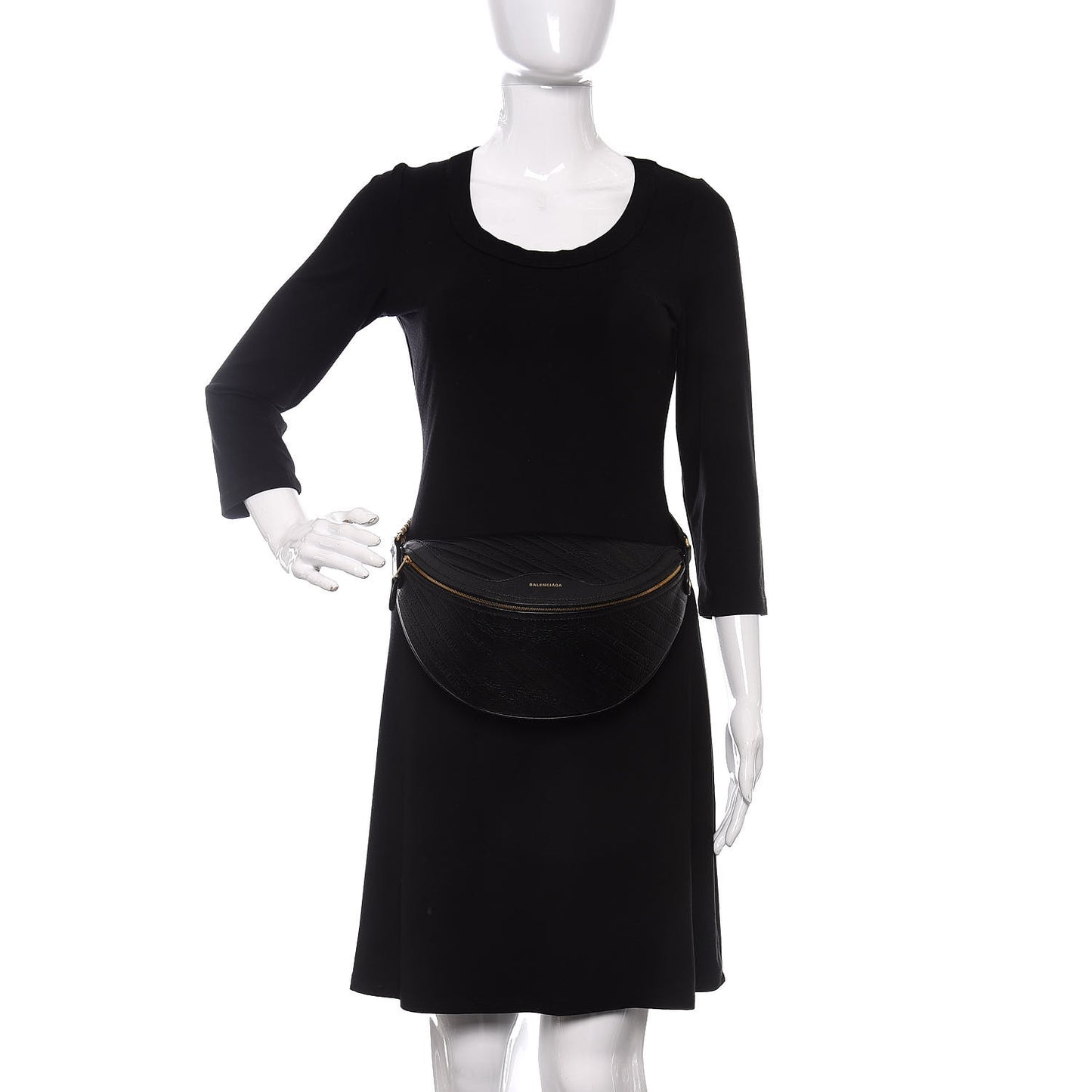 Shiny Goatskin Allover Logo Embossed XS Souvenir Belt Bag Black