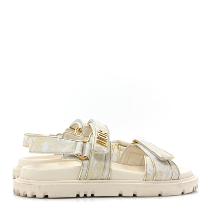 Christian Dior Technical Fabric Jacquard Dioract Sandals 40 White Gold 4 of 12
