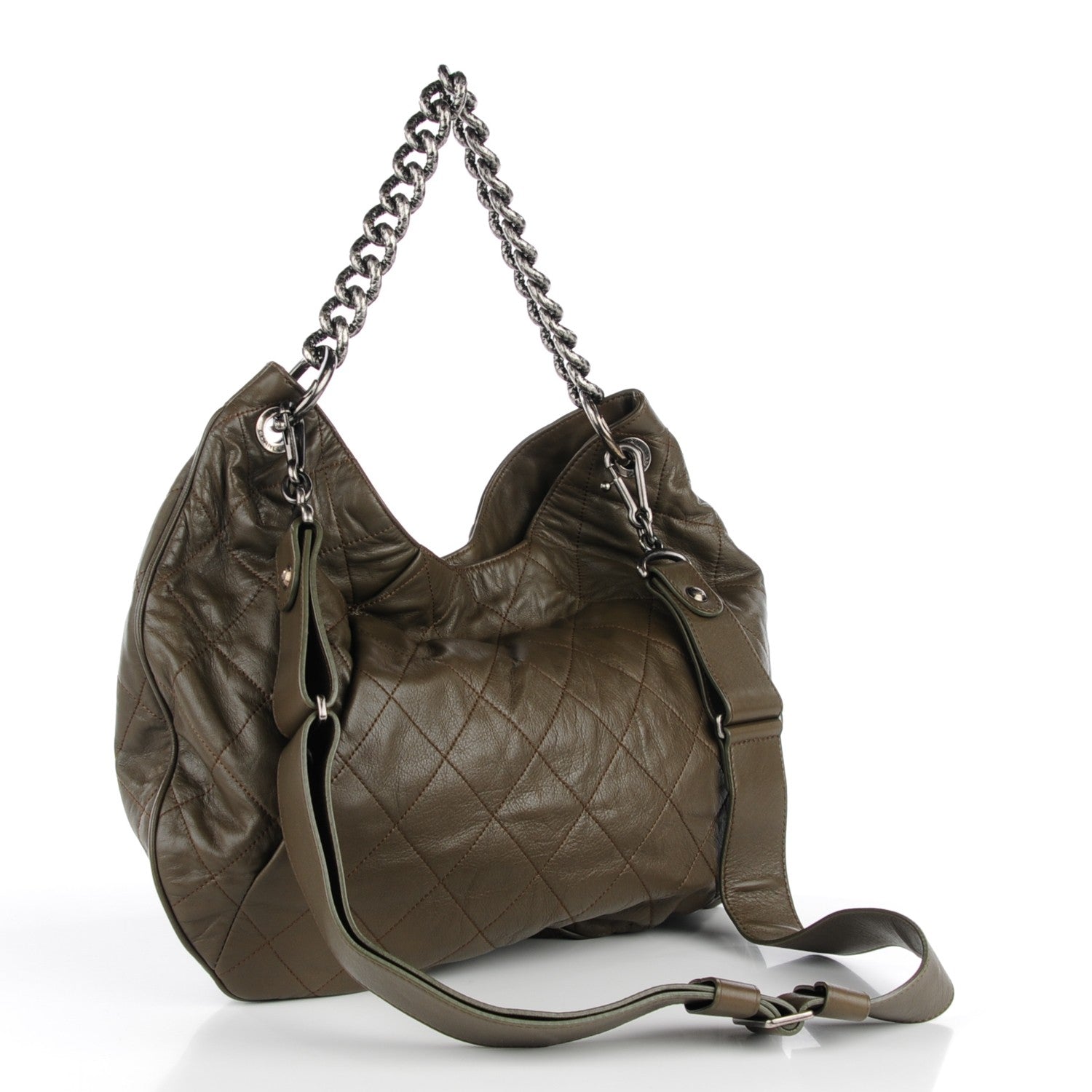Chanel Calfskin Coco Pleats Hobo Taupe 3 of 7