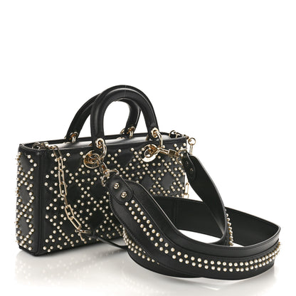 Christian Dior Lambskin Cannage Pearl Studded Small Lady D-Joy Black 2 of 7