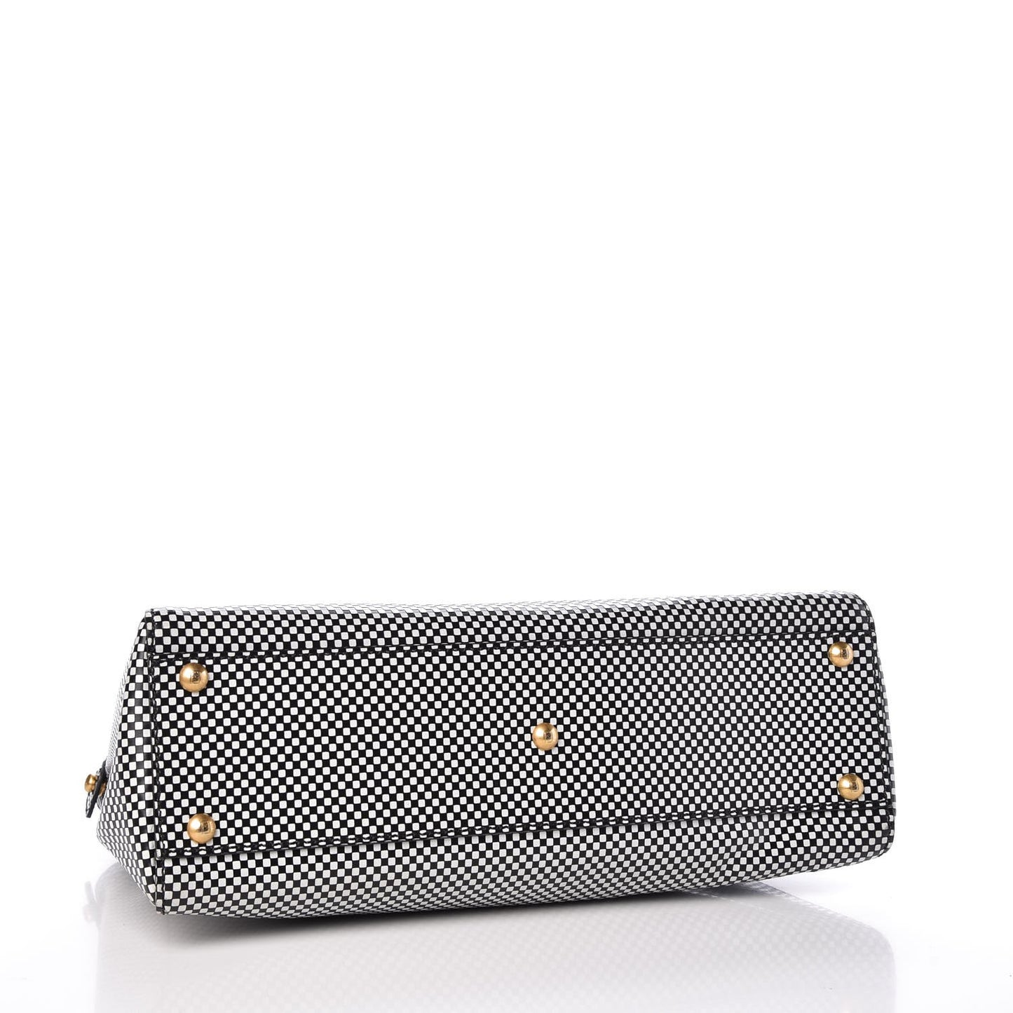 Pequin Checkered Medium Peekaboo Iconic Satchel Black White
