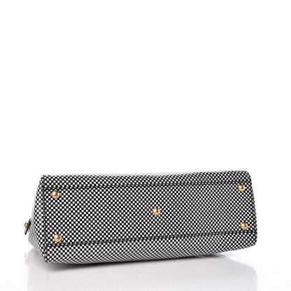 Fendi Pequin Checkered Medium Peekaboo Iconic Satchel Black White 5 of 9