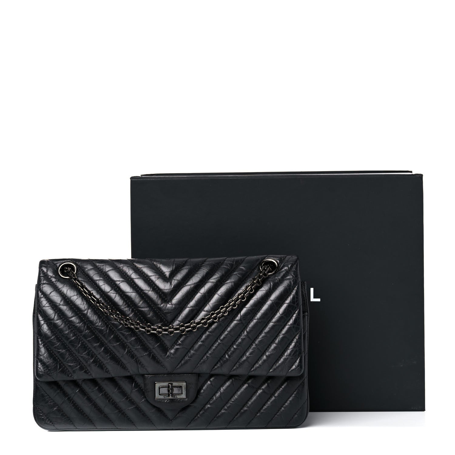 Chanel Aged Calfskin Chevron Quilted 2.55 Reissue 226 So Black 18 of 18