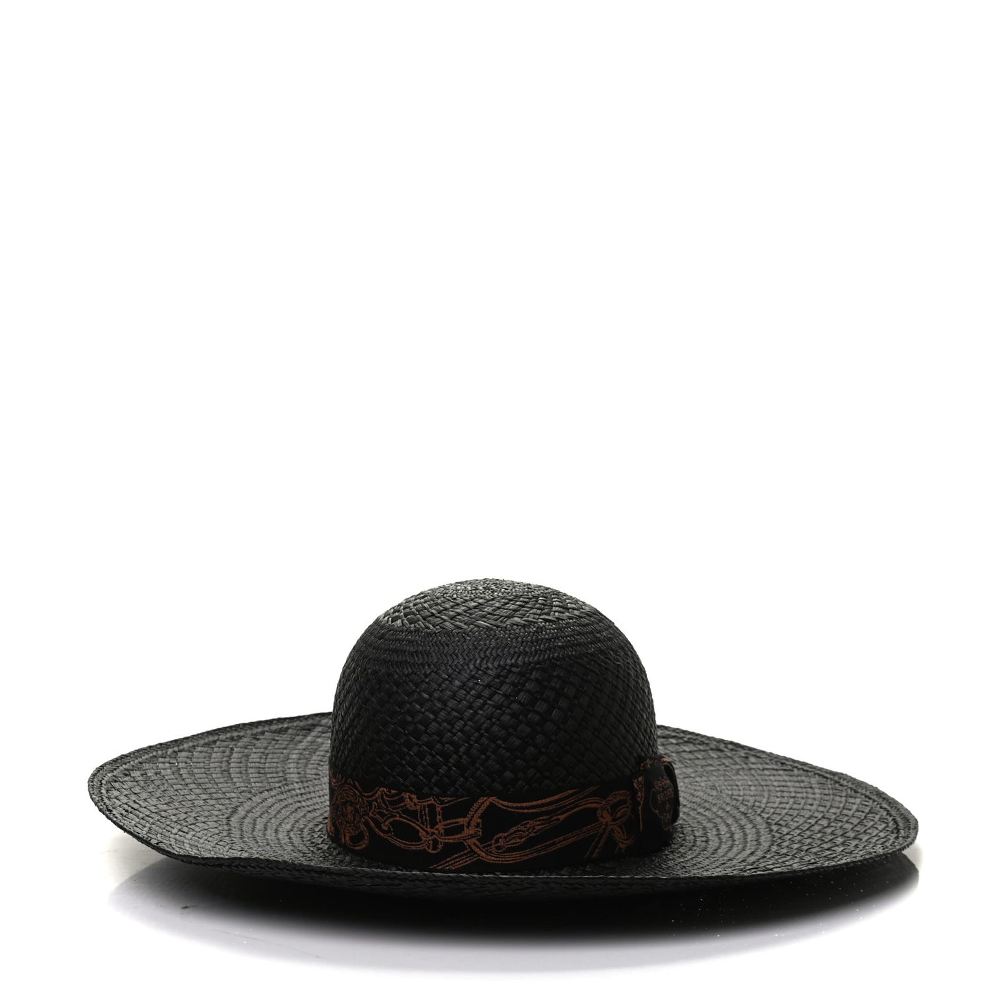 Straw Brides De Gala Panama Carrousel Hat 57 Black Terracotta