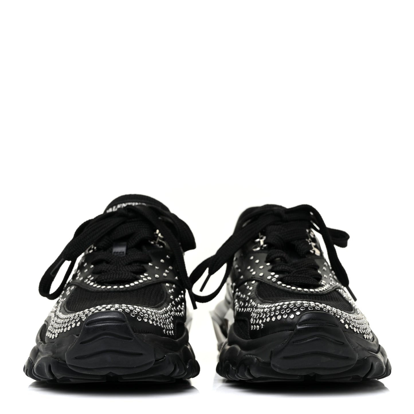 Calfskin Studded Womens Bounce Sneakers 36.5 Black
