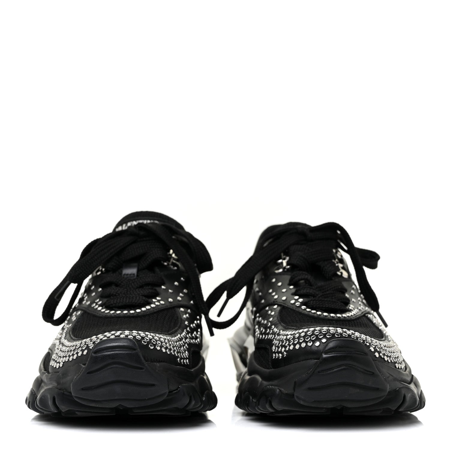 Valentino Garavani Calfskin Studded Womens Bounce Sneakers 36.5 Black 2 of 10
