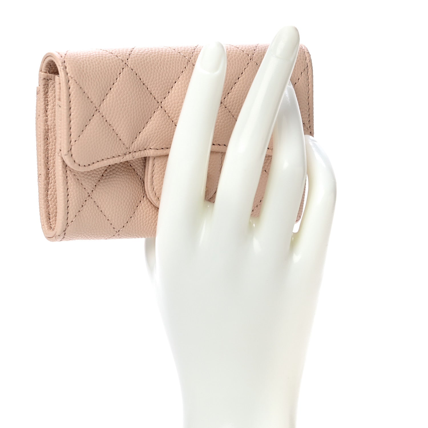 Chanel Caviar Quilted Flap Card Holder Wallet Beige 2 of 12