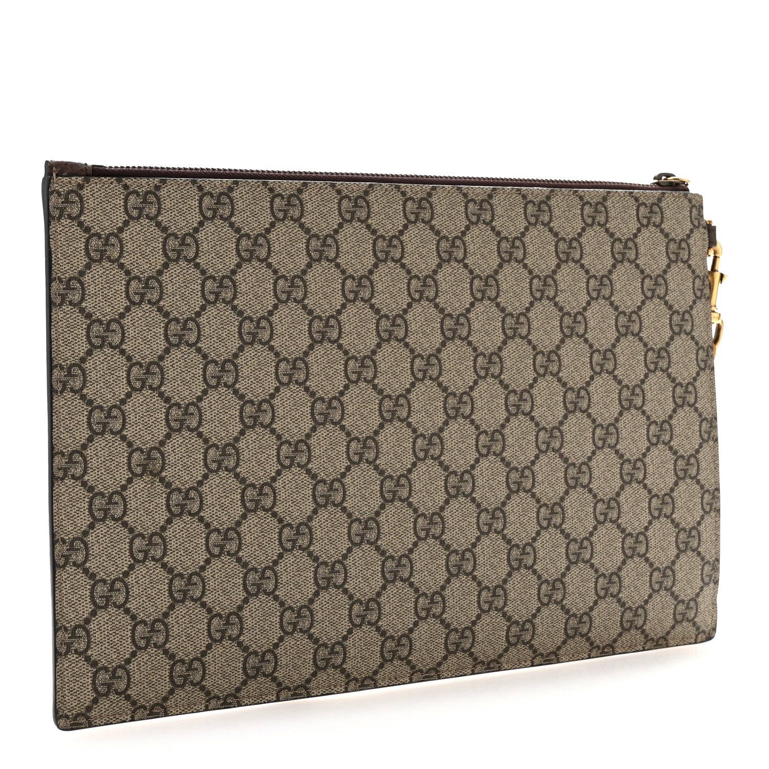 Gucci GG Supreme Monogram Neo Vintage Zip Wristlet Pouch Beige New Acero Crop 3 of 8