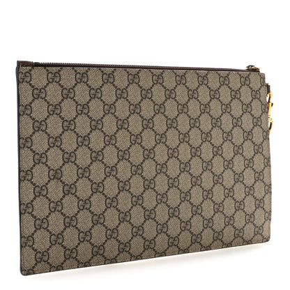Gucci GG Supreme Monogram Neo Vintage Zip Wristlet Pouch Beige New Acero Crop 3 of 8