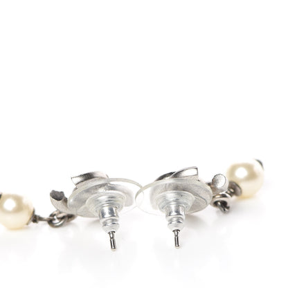 Chanel Pearl Enamel CC Drop Earrings Black 3 of 6