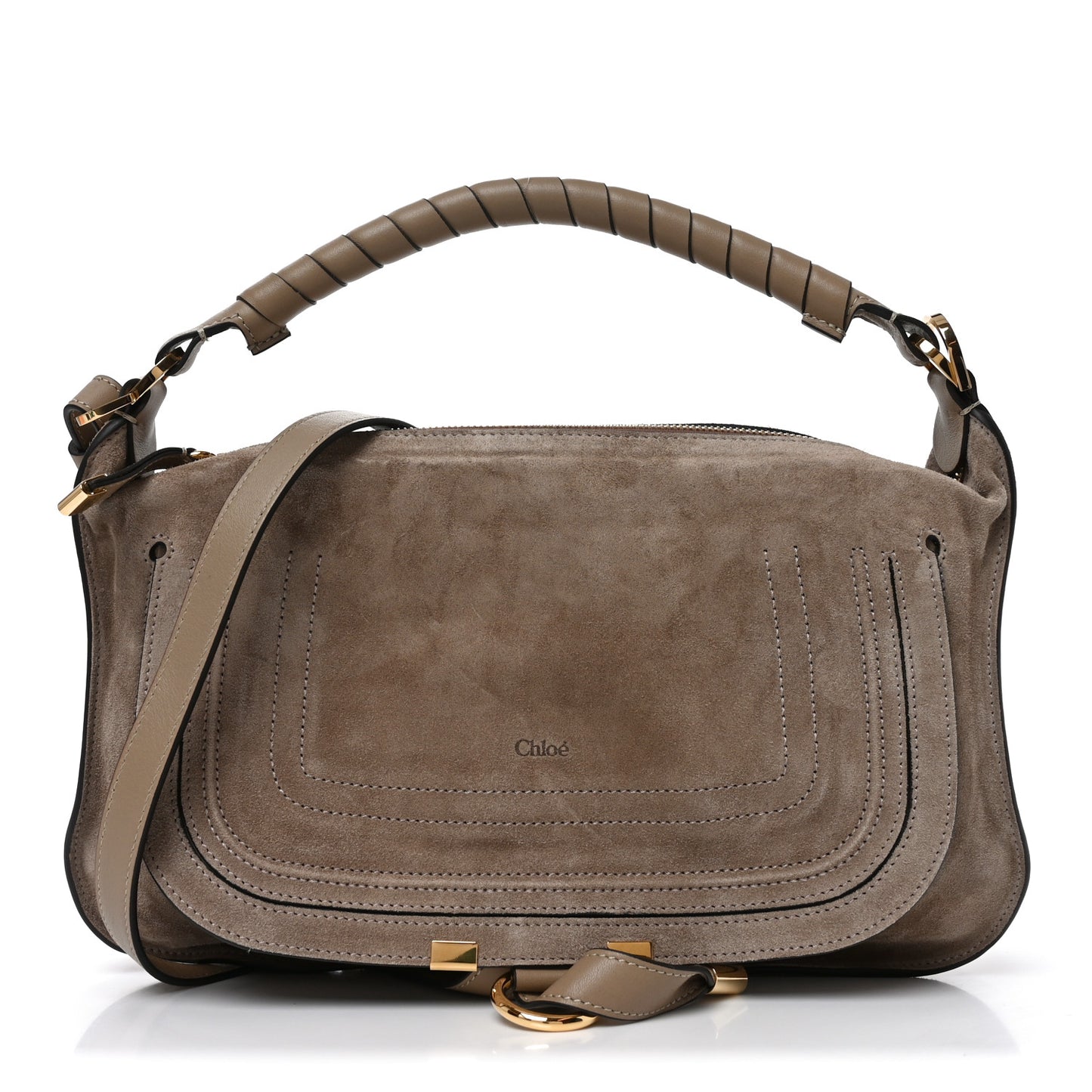 Suede Calfskin Small Marcie Shoulder Bag Boyish Brown