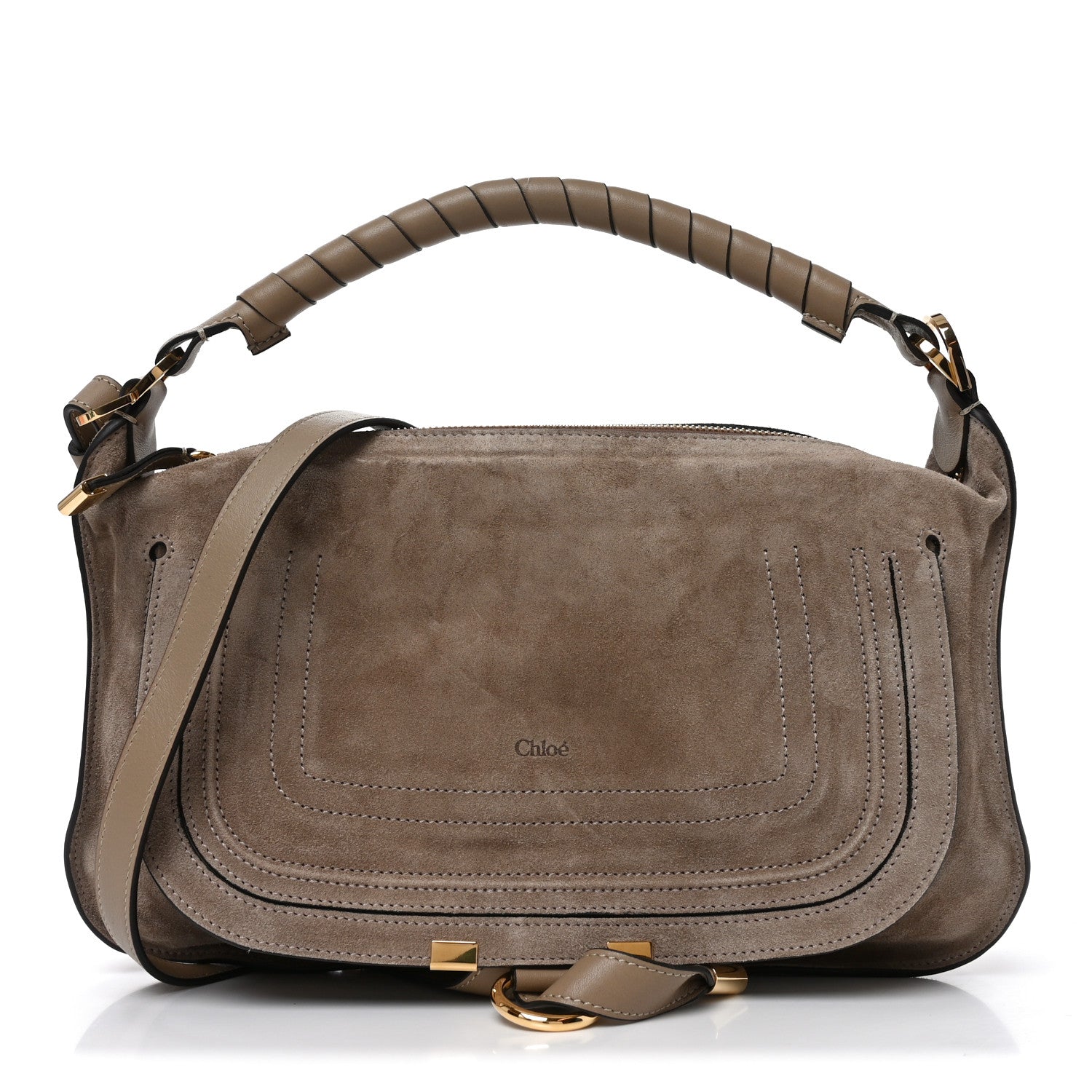 Chloe Suede Calfskin Small Marcie Shoulder Bag Boyish Brown 1 of 10