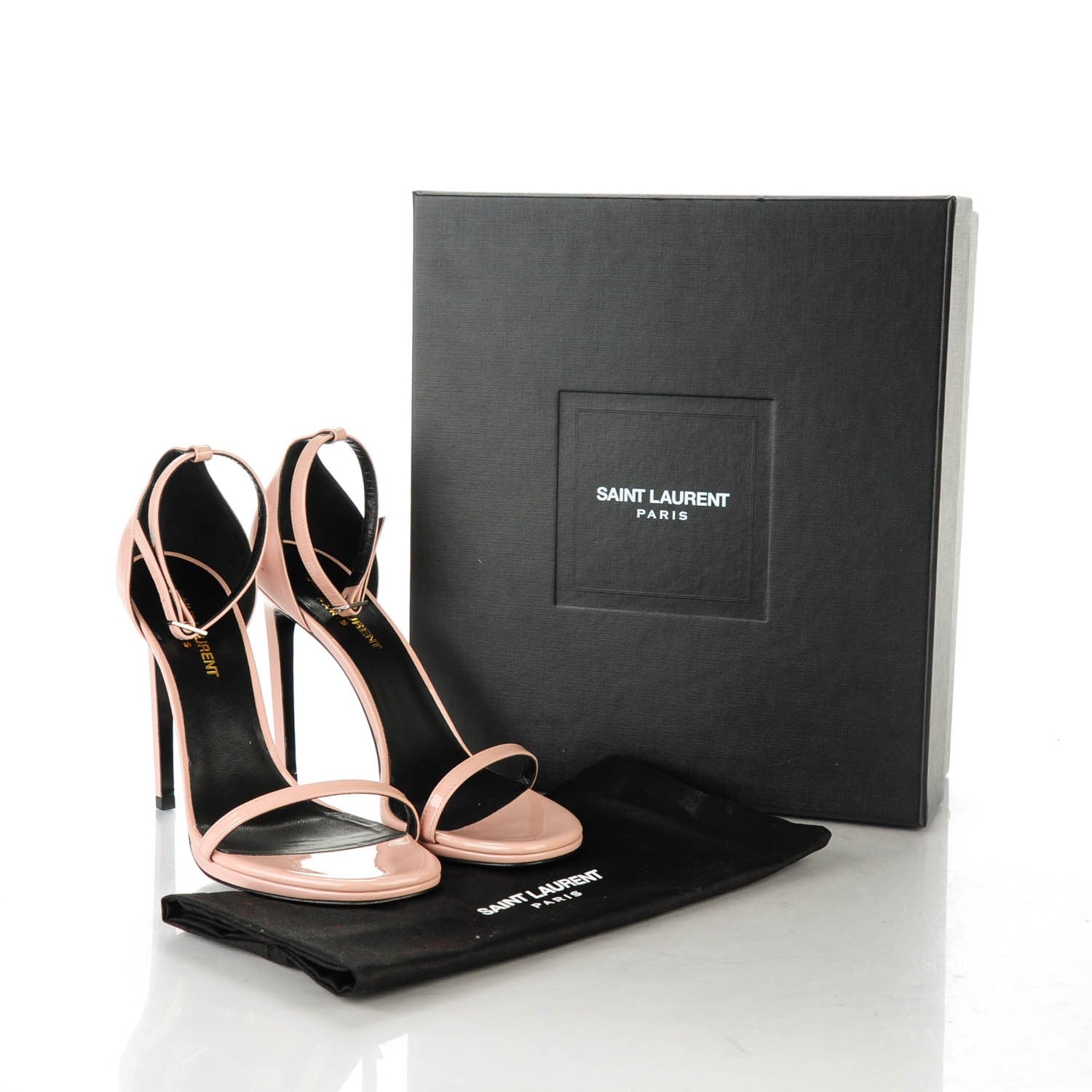Saint Laurent Patent Calfskin Jane 105 Ankle Strap Sandals 38.5 Pale Pink 7 of 7
