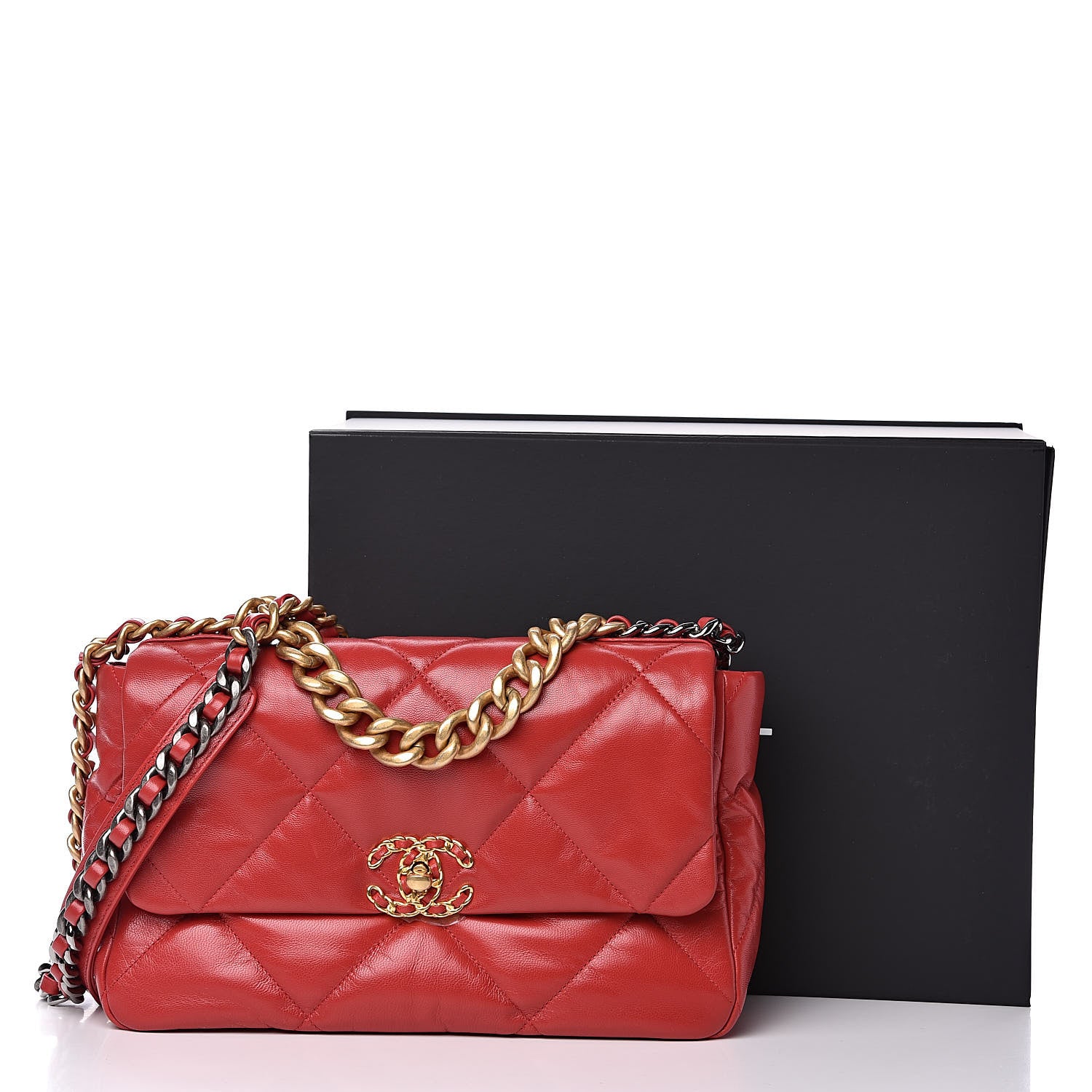 Chanel Goatskin Quilted Large 19 Flap Red 11 of 11