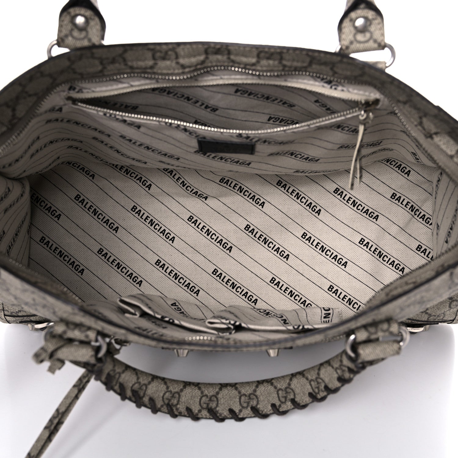 Balenciaga X GUCCI GG Supreme Monogram Neo Classic Silver Hardware City Beige Ebony 5 of 9