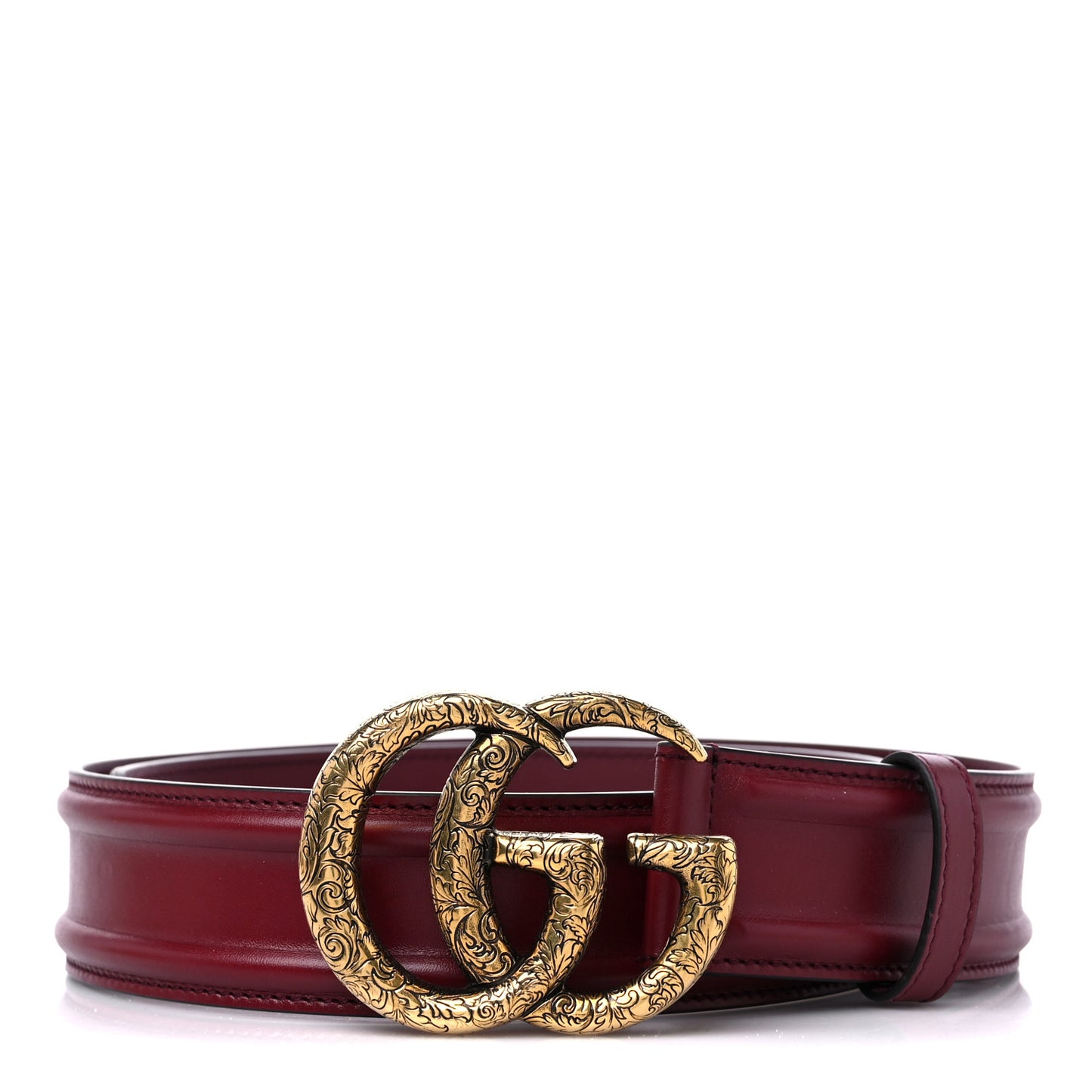 Ciny Lux Calfskin Patterned Double G 40mm Belt 85 34 Rubicund