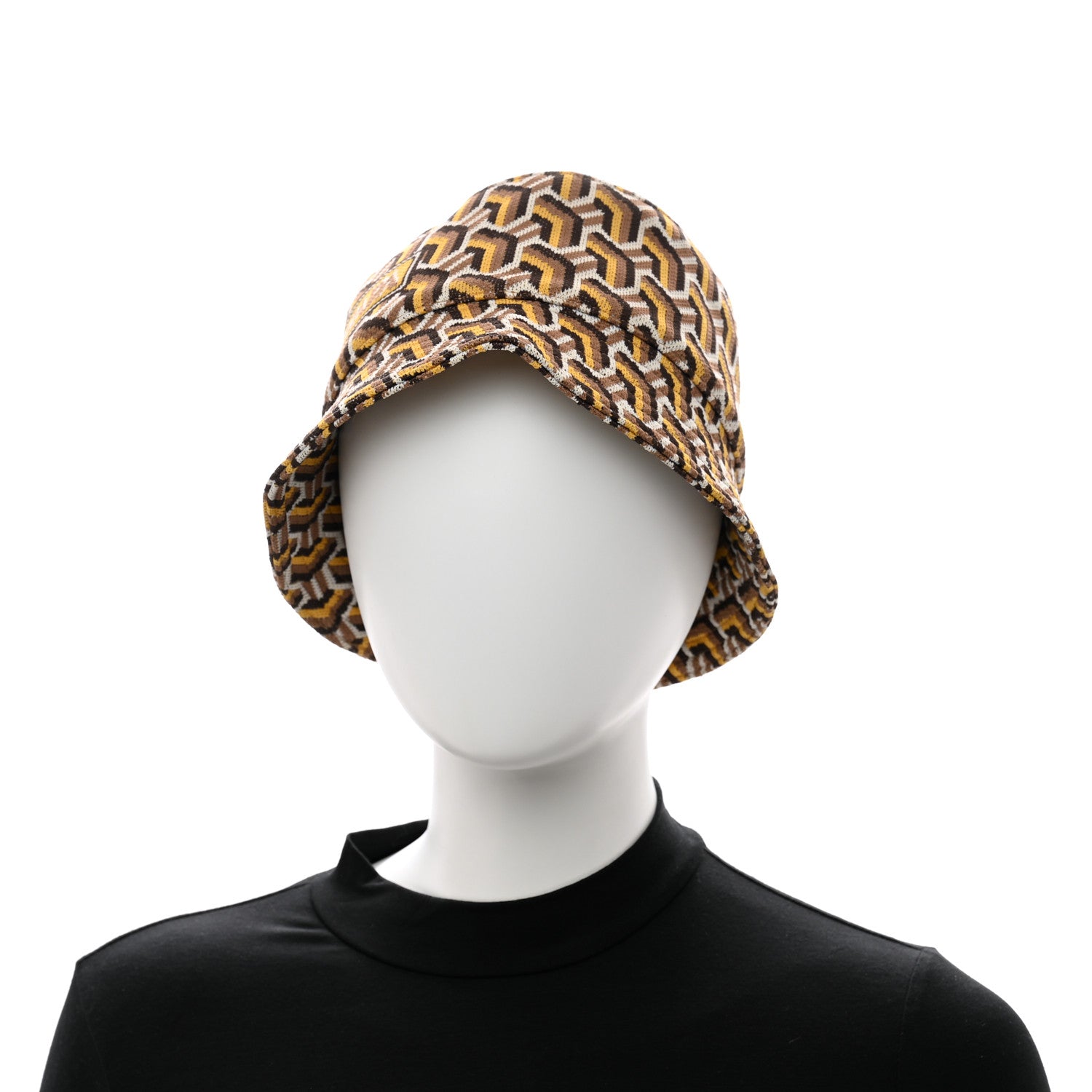 Prada Shetland Chevron Racing Logo Womens Bucket Hat S Brown Multicolor 2 of 8