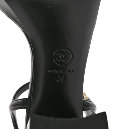 Chanel Lambskin Logo Platform Sandals 38 Black 7 of 11