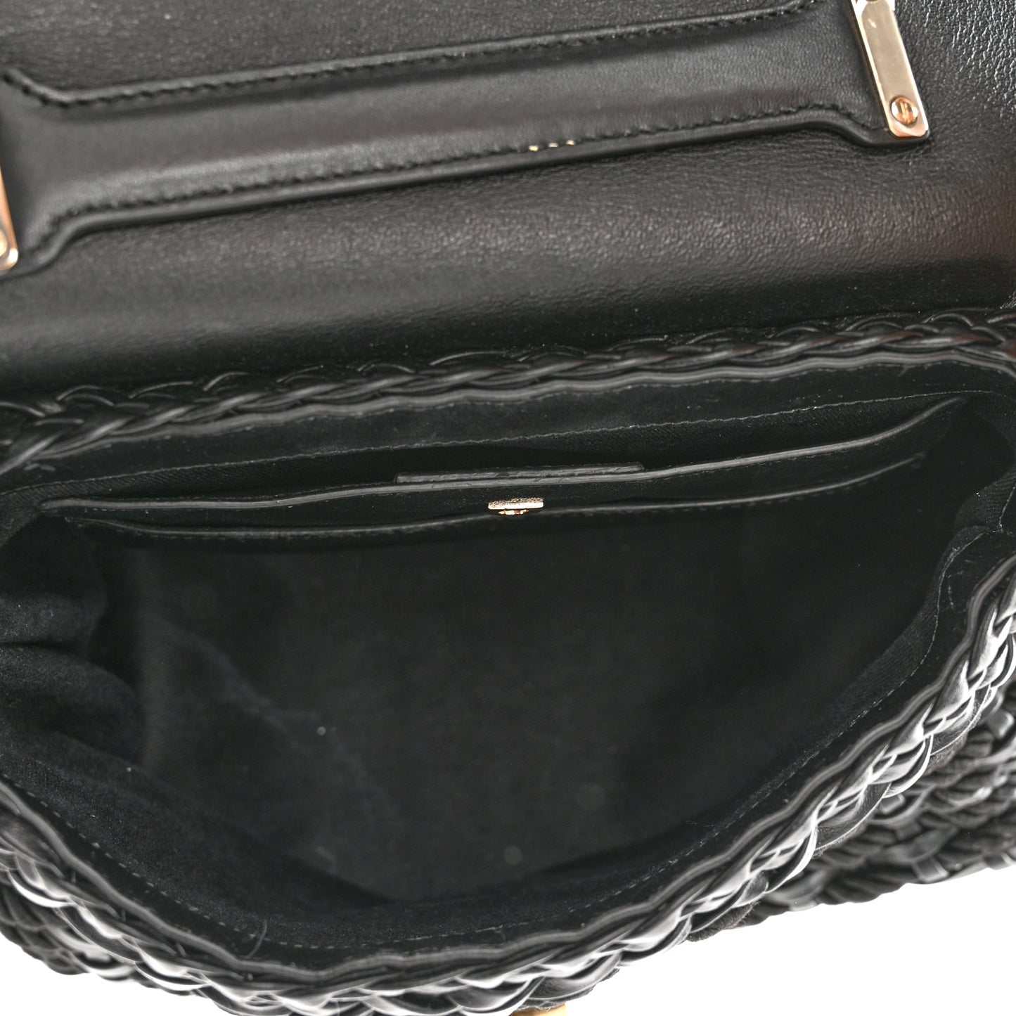 Calfskin Wicker Margot Top Handle Satchel Black