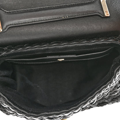 Salvatore Ferragamo Calfskin Wicker Margot Top Handle Satchel Black 4 of 11