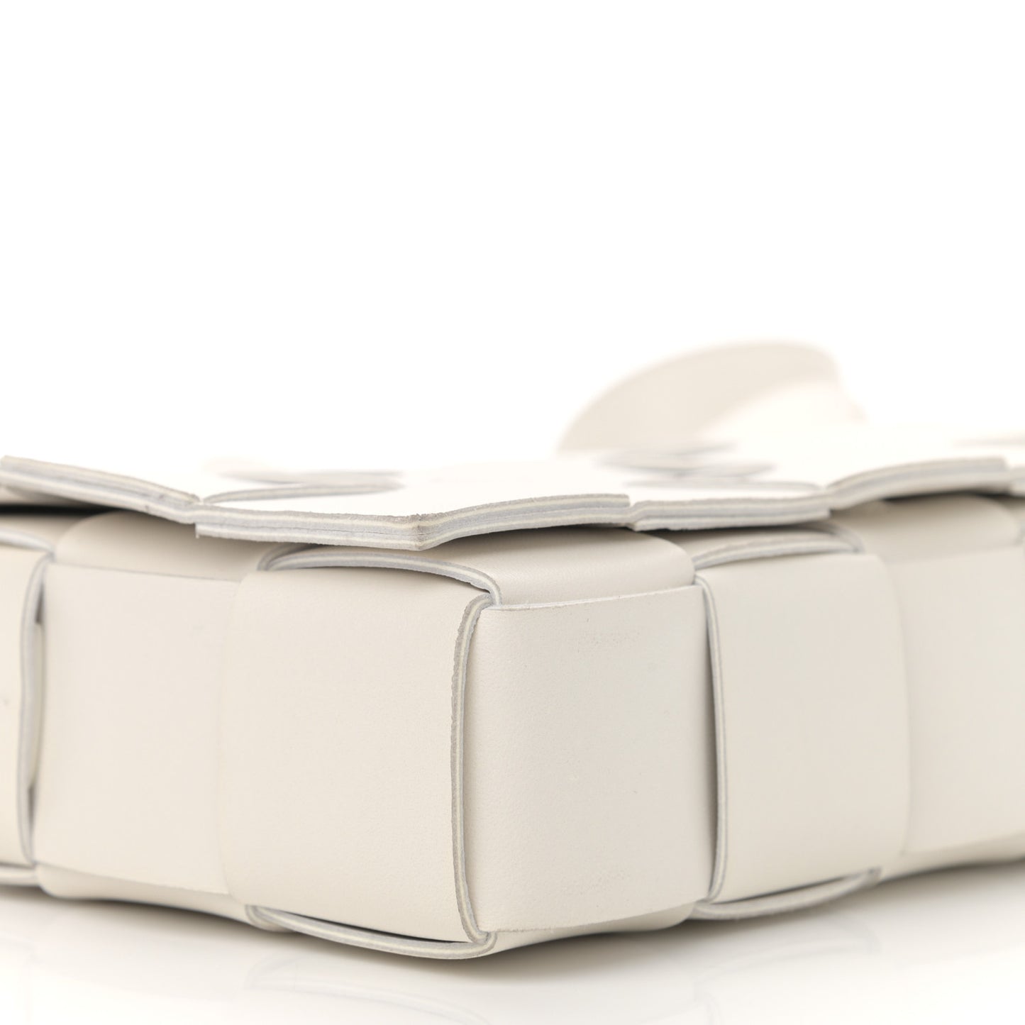 Lambskin Maxi Intrecciato Cassette Crossbody Bag White