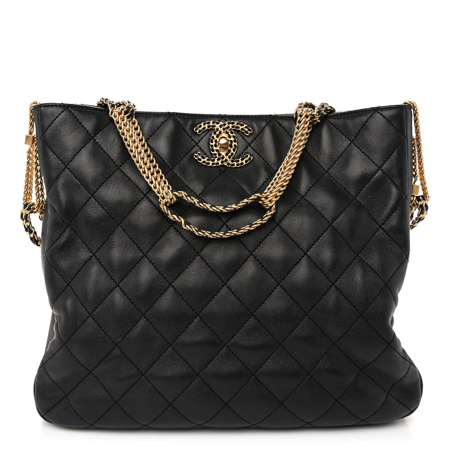 Chanel Lambskin Quilted CC Chain Link Hobo Black 1 of 10