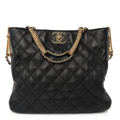 Chanel Lambskin Quilted CC Chain Link Hobo Black 1 of 10