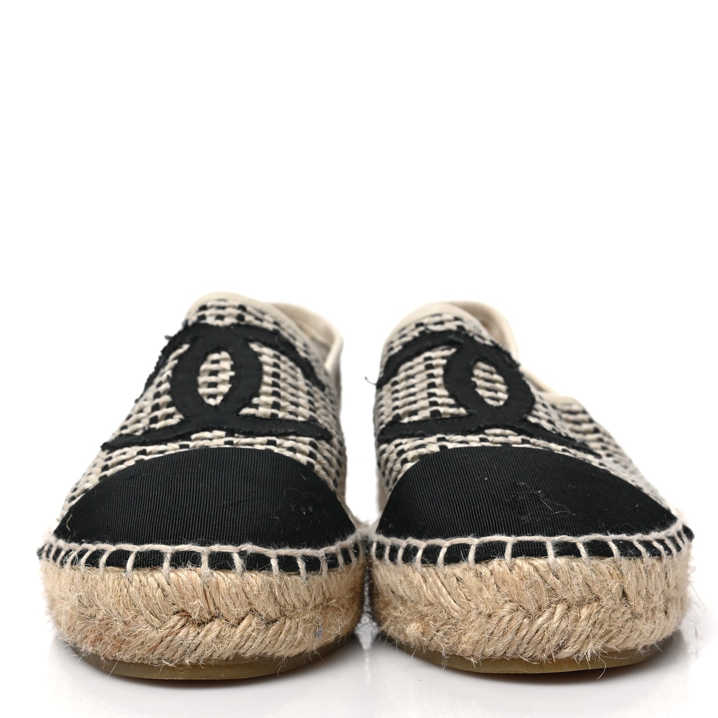 Mesh Grosgrain CC Espadrilles 36 Beige Black