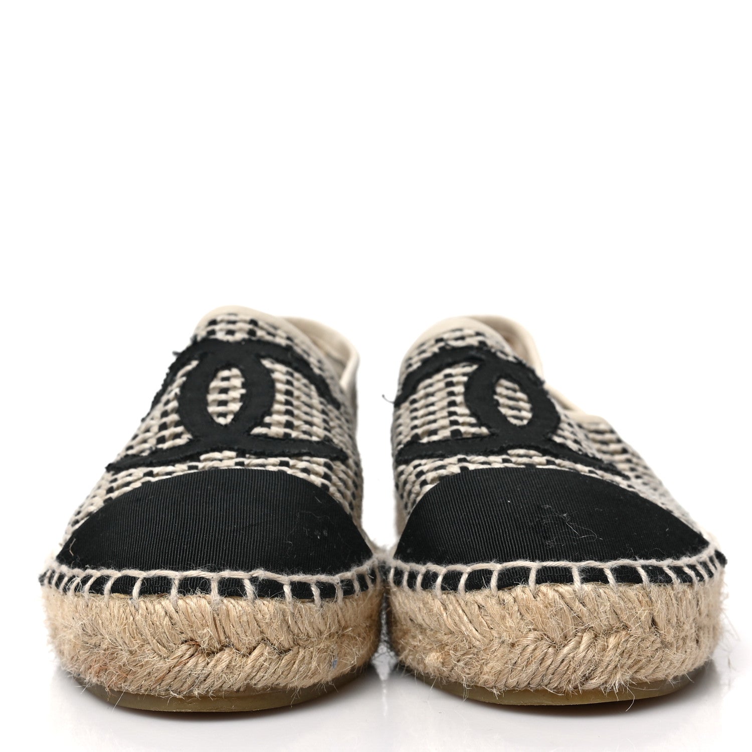 Chanel Mesh Grosgrain CC Espadrilles 36 Beige Black 2 of 9