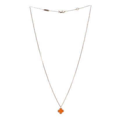 Van Cleef & Arpels 18K Rose Gold Carnelian Sweet Alhambra Pendant Necklace 3 of 5