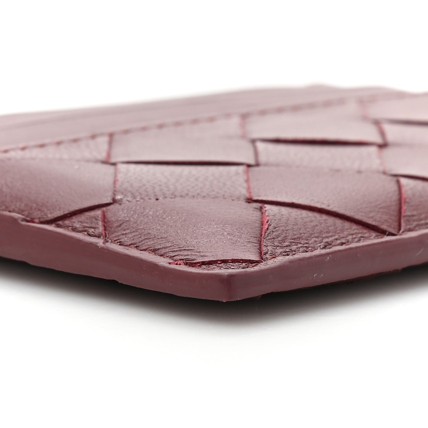 Nappa Intrecciato Card Holder Bordeaux