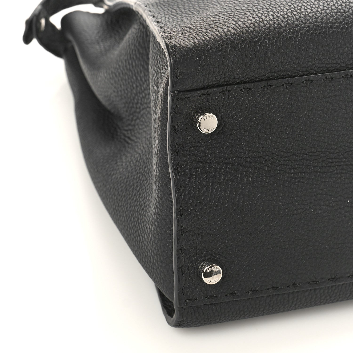 Fendi Cuoio Romano Selleria Bi-Color Large Peekaboo Iconic Satchel Black Mou 7 of 8