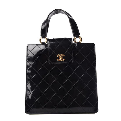 Chanel Patent Diamond Stitched Top Handle Bag Black 1 of 19