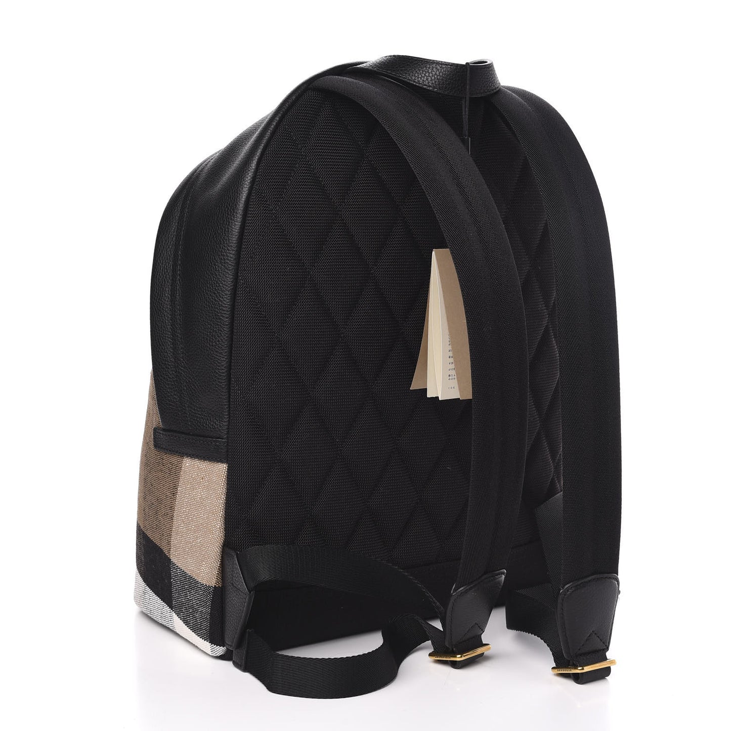 Mega Check Calfskin Abbeydale Simple Backpack Black Camel