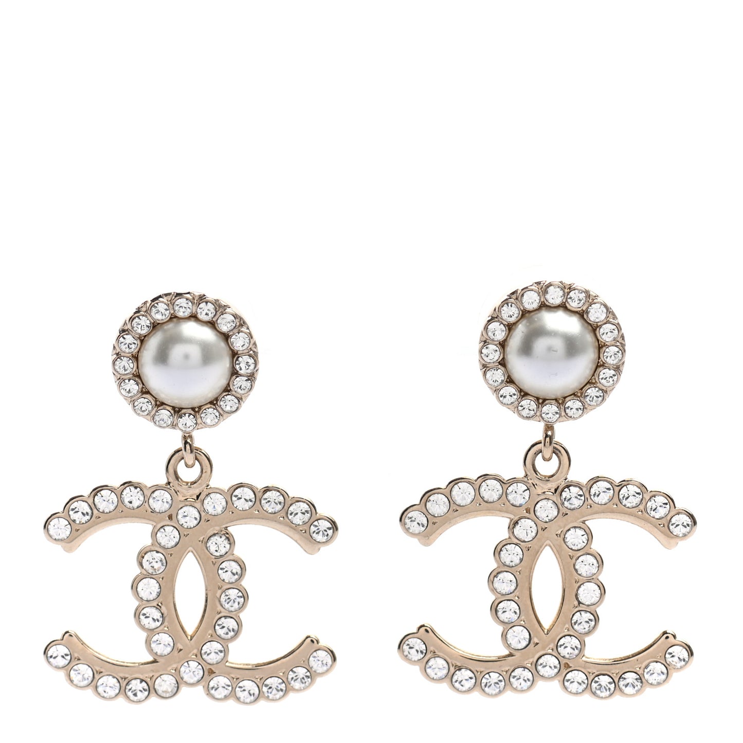 Crystal Pearl Bow-tiful CC Drop Earrings Gold